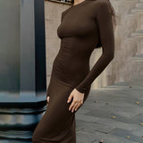 Hip Wrapped Slimming Commuting Long Dress For Women - WOMONA.COM