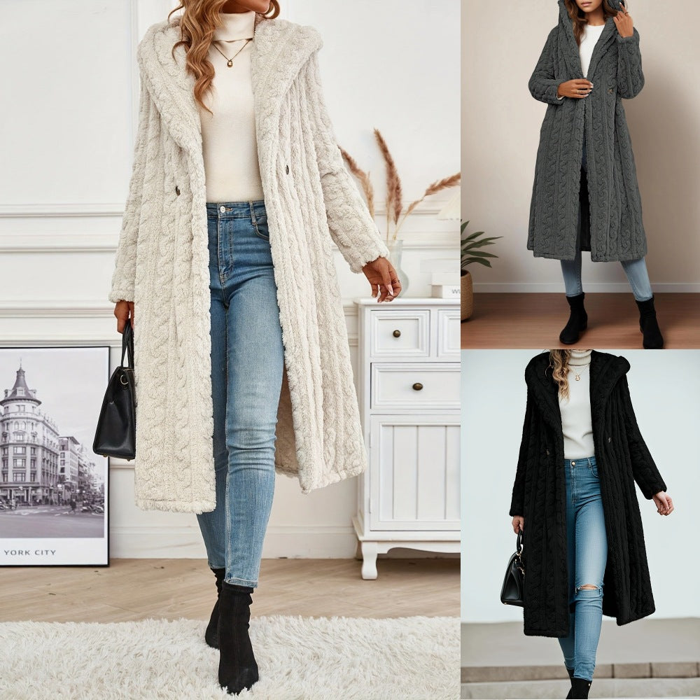 Women's slim hooded long coat
