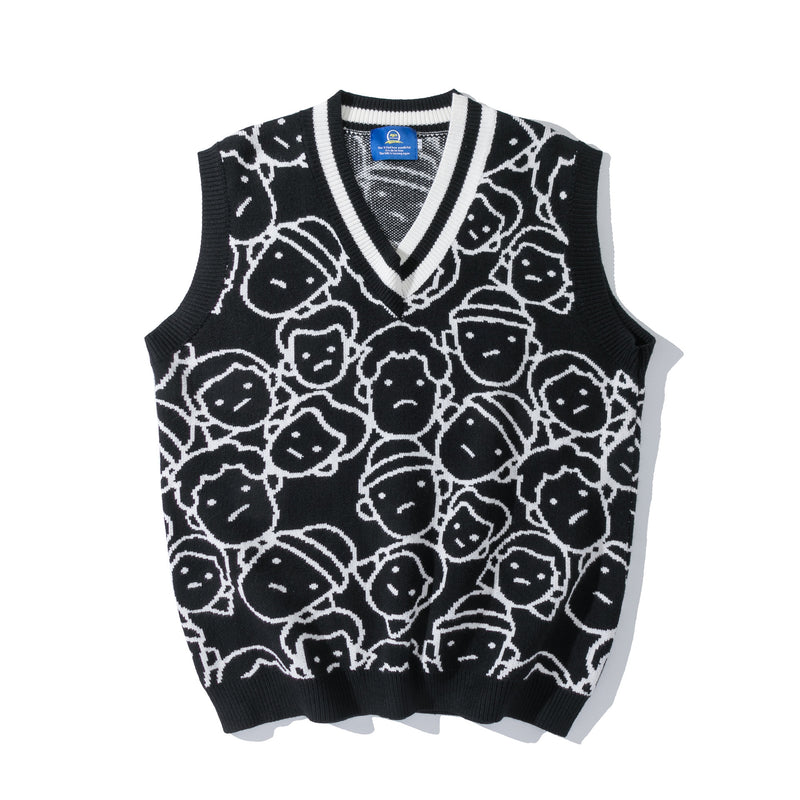 Couple Printing Sleeveless Sweater Men - WOMONA.COM