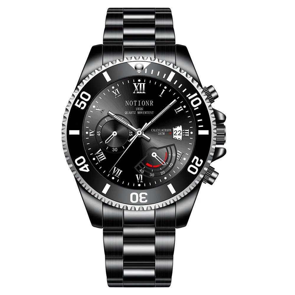 Steel Luminous Calendar Quartz Watch - WOMONA.COM