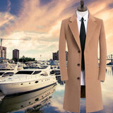 Men's Medium Long Woolen Coat - WOMONA.COM