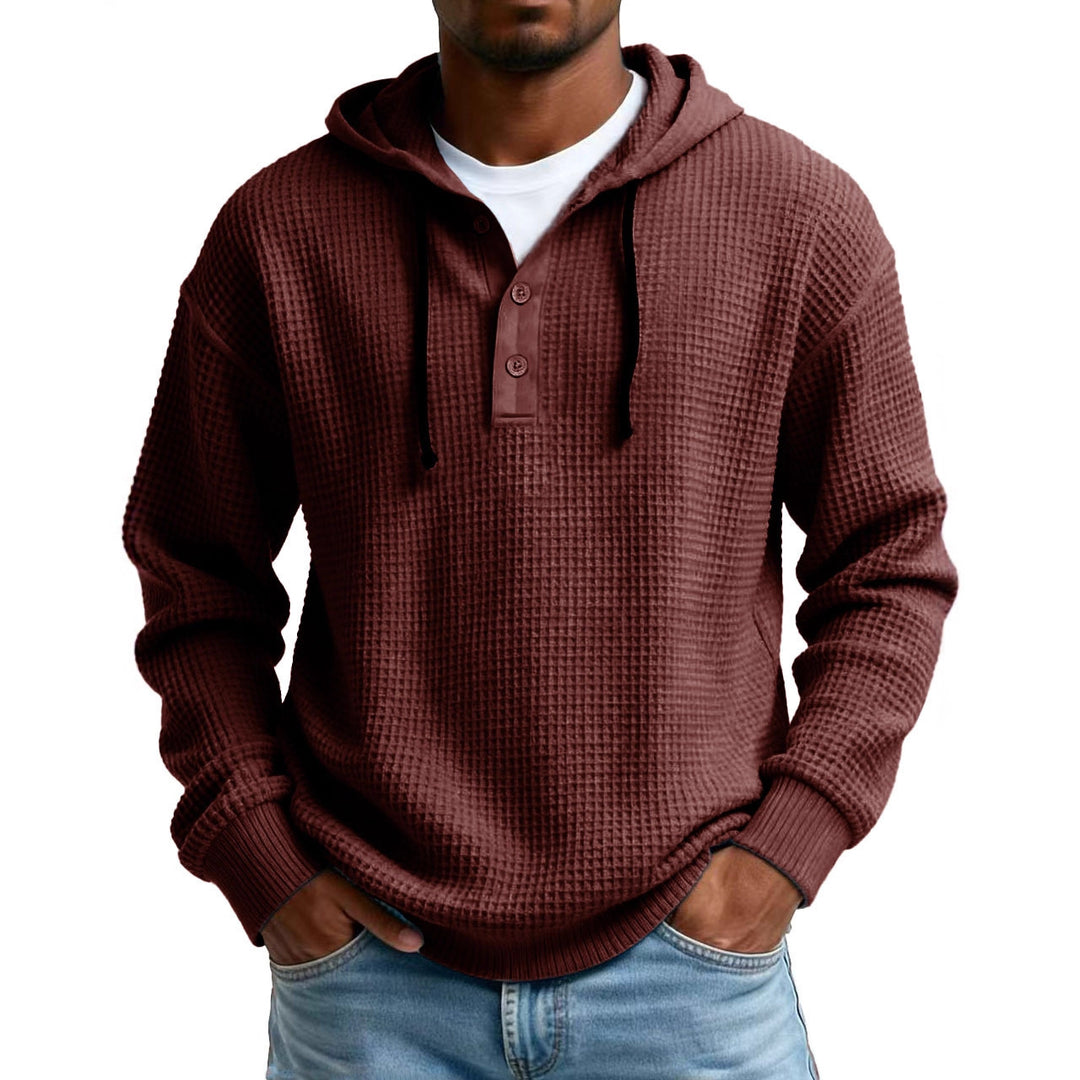 Men's ribbed hooded half-zip pullover