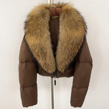 Fox Fur Collar Thick Short Down Jacket Coat