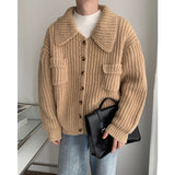 Winter Lapel Sweater Single-breasted Men's Loose Cardigan - WOMONA.COM