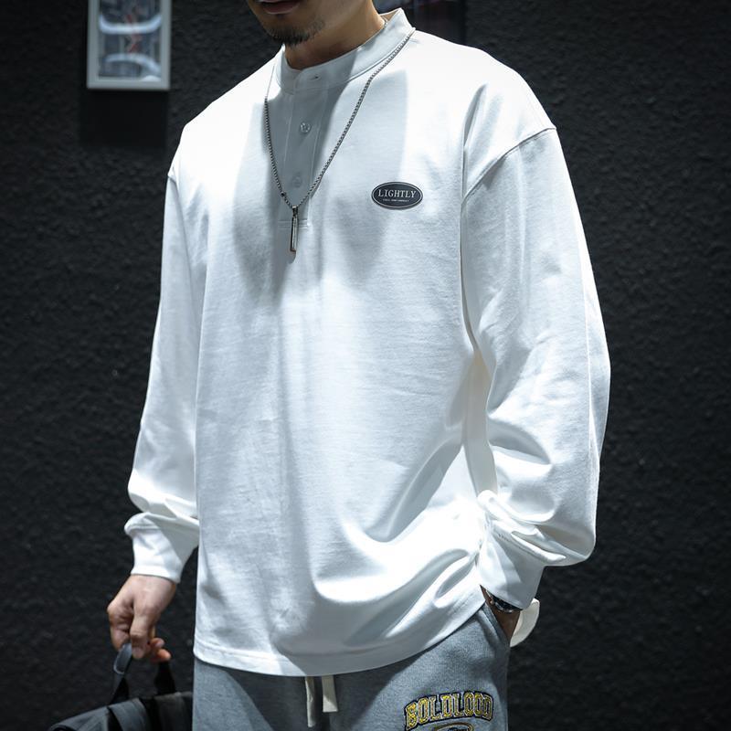 Fall Pure Cotton Long Sleeve T-shirt Men - WOMONA.COM