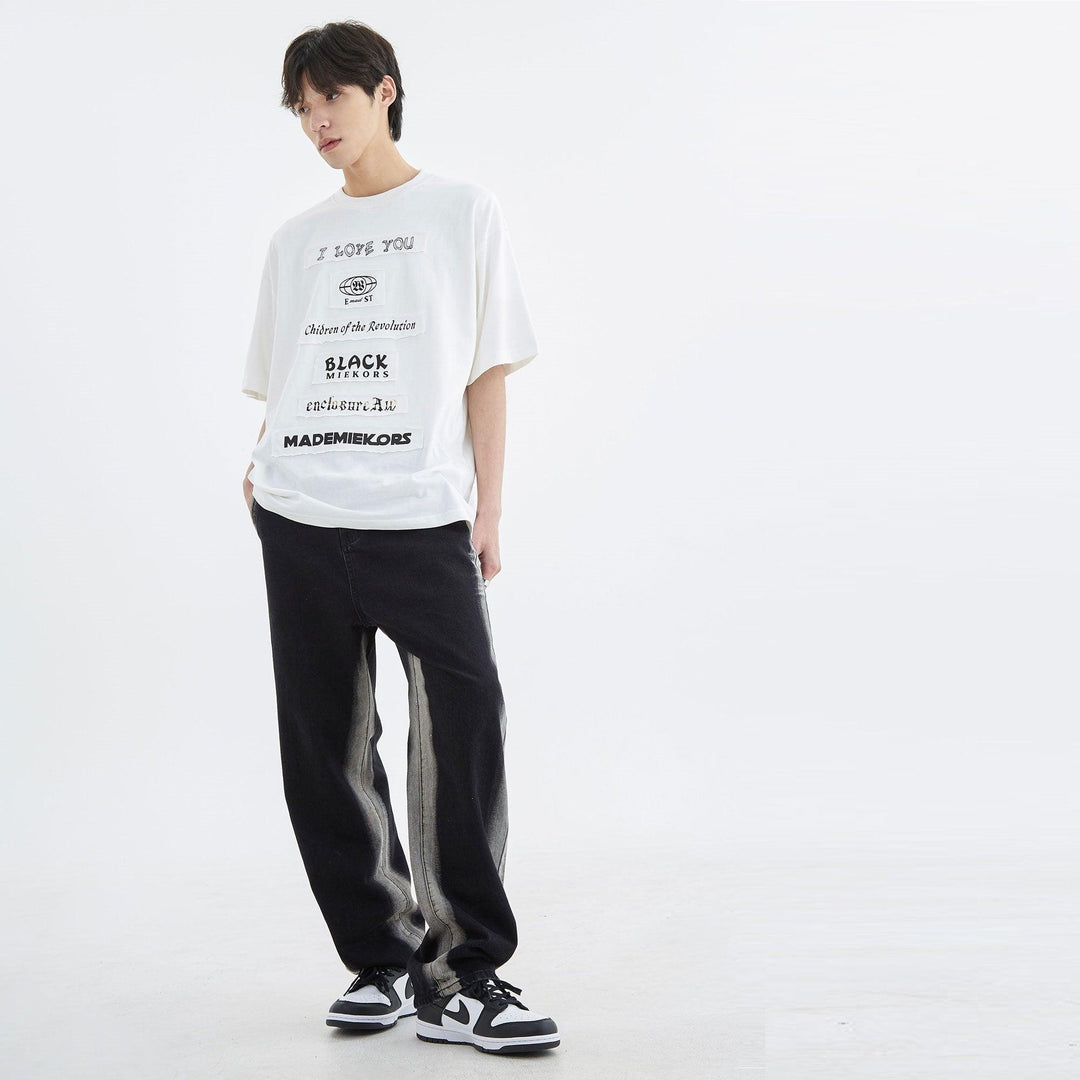 Men's Black Side-Gradient Jeans