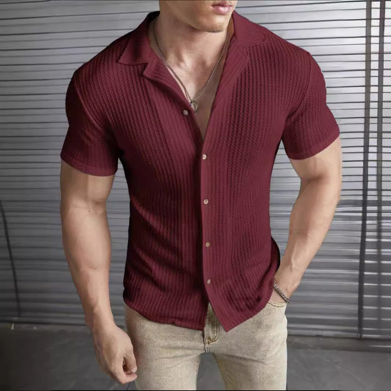 Fashion Casual Slim Top Short Sleeve Men - WOMONA.COM