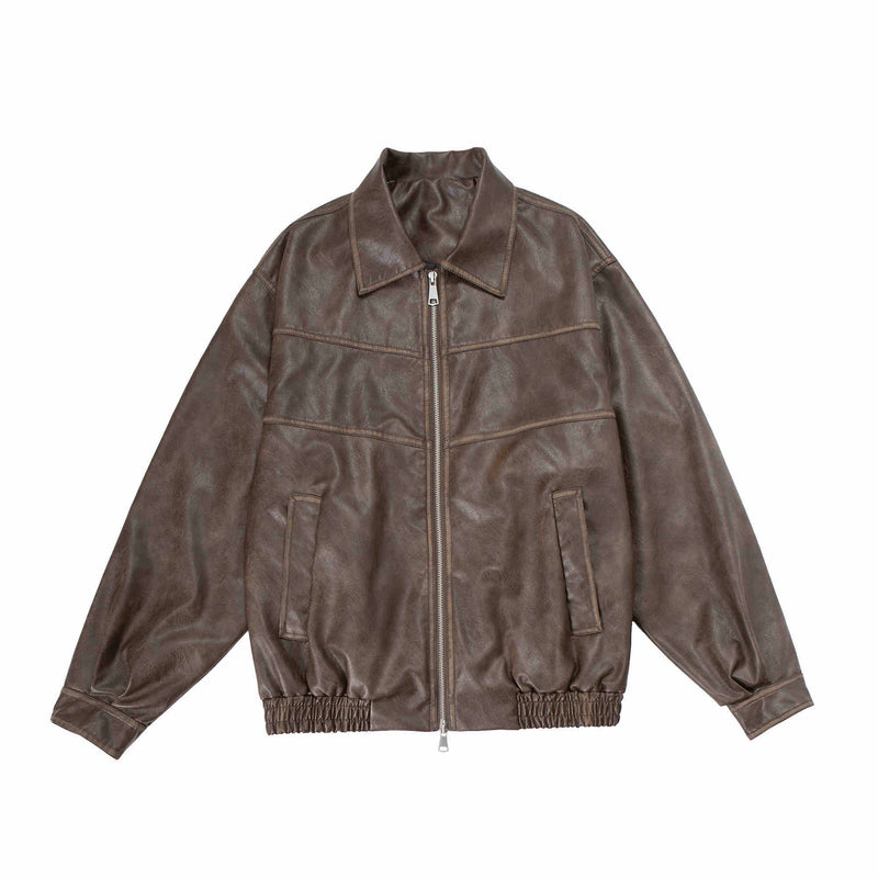 Japanese Retro Motorcycle Leather Jacket Loose High Street