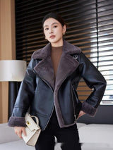 Fur Integrated Women's Mid-length Lamb Coat Winter