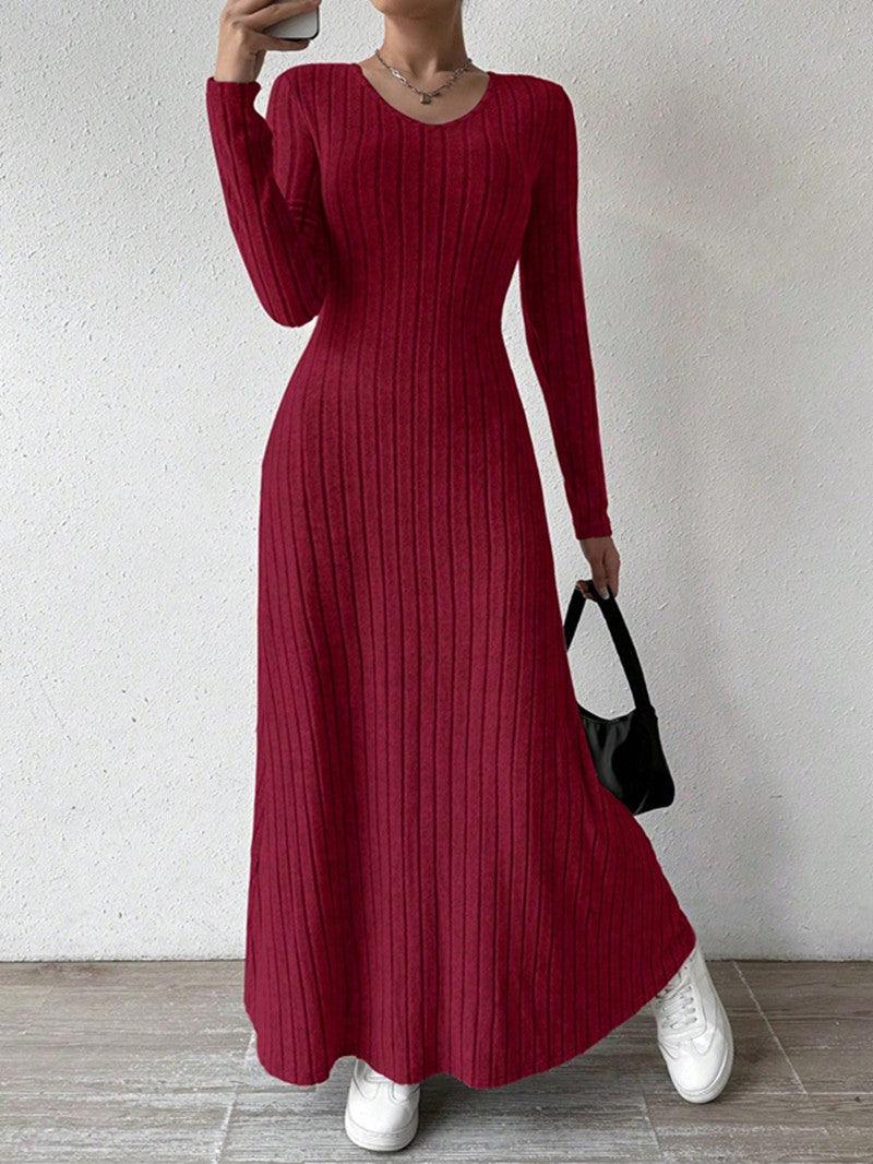 Women's Slim V-neck Dress Sweater - WOMONA.COM