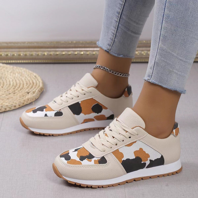 Zapatos deportivos con cordones y estampado de leopardo de moda para mujer