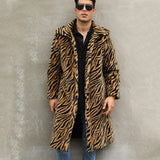 Men's Square Collar Imitation Fur Long Coat Overcoat - WOMONA.COM