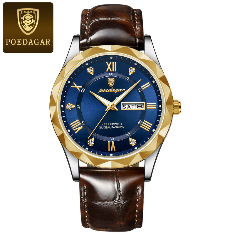 Leather Belt Men's Luxury Fashion Quartz Wrist Watch - WOMONA.COM