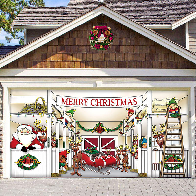 Christmas Background Hanging Cloth Garage Door Patch Holiday Party