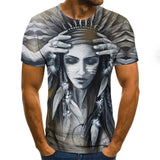 Printed 3DT Shirts Horror Skull Print Short Sleeve T-Shirts - WOMONA.COM