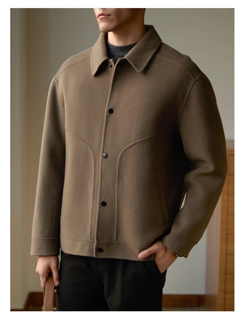 High Sense Double-faced Woolen Goods Polo Collar Jacket - WOMONA.COM