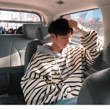 Striped hooded sweater men - WOMONA.COM