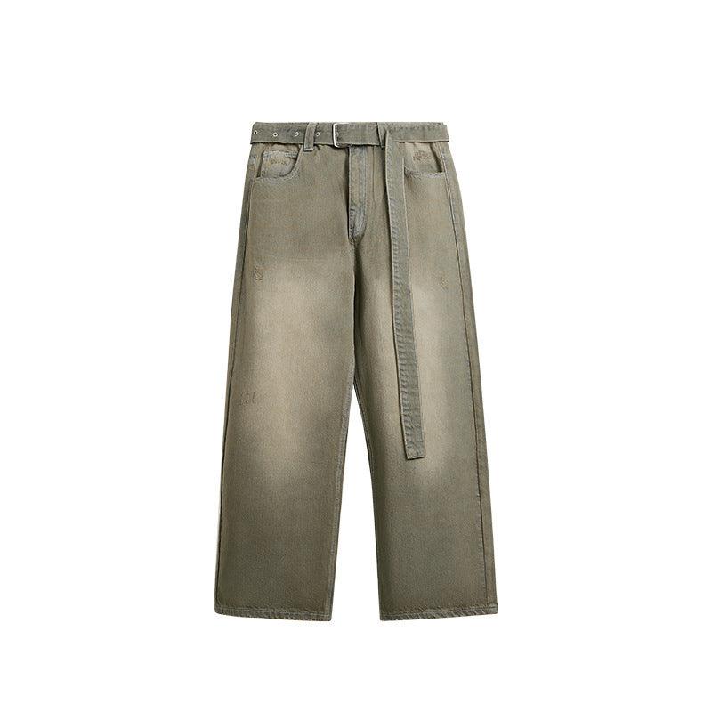 Vintage Denim Washed Loose Street Men's Trousers - WOMONA.COM