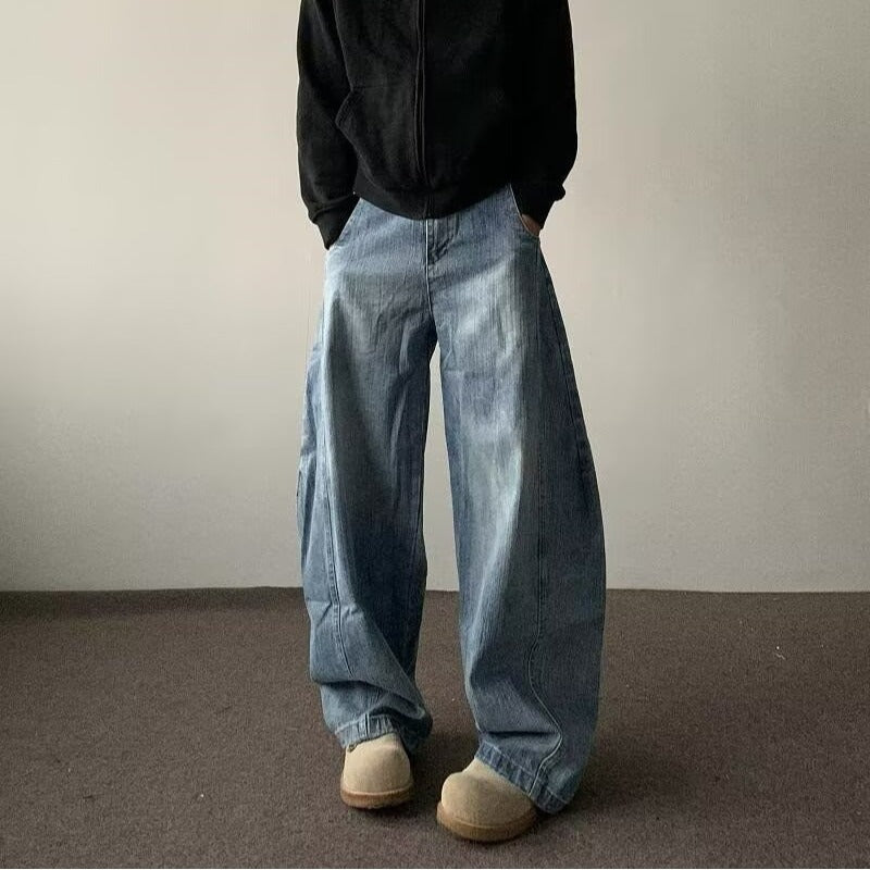 High-street Loose-fit Casual Wide-leg Straight Pants