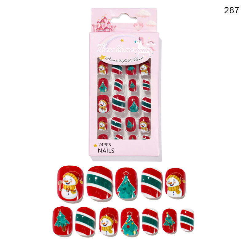 Christmas Cute Children Nails 24 Pieces Wearable - WOMONA.COM