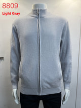 Cardigan Men's Sweater Zipper Solid Color Round Neck