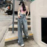 Retro Washed Loose Wide Leg Jeans For Women - WOMONA.COM