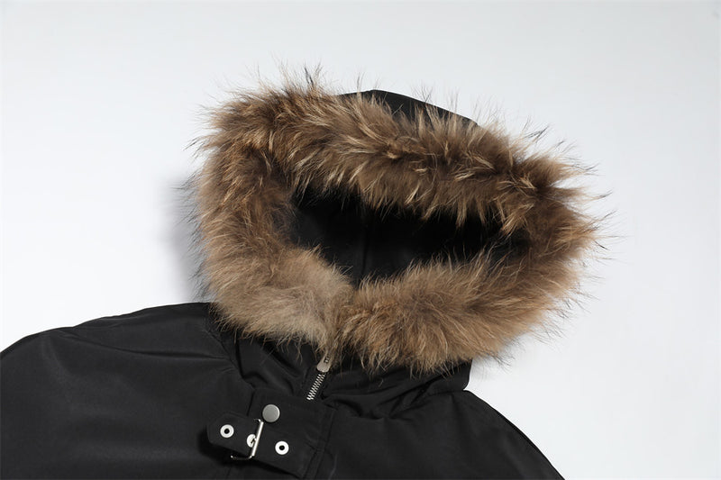 Hooded Men's Winter Fur Collar Loose Cotton-padded Coat - WOMONA.COM