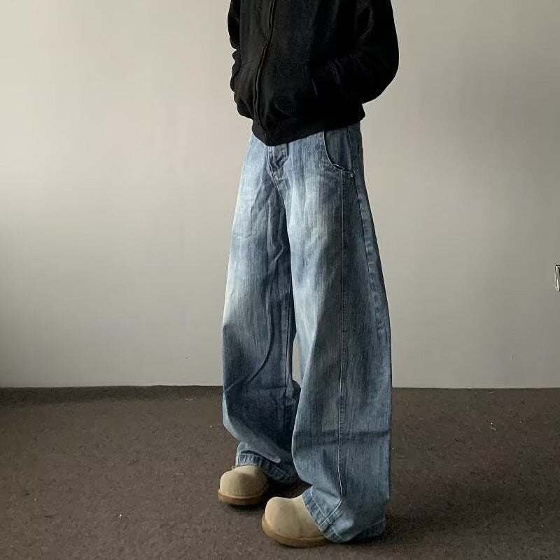 High-street Loose-fit Casual Wide-leg Straight Pants