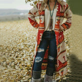 Slim Top Cross-border Long Sleeve Printed Long Coat