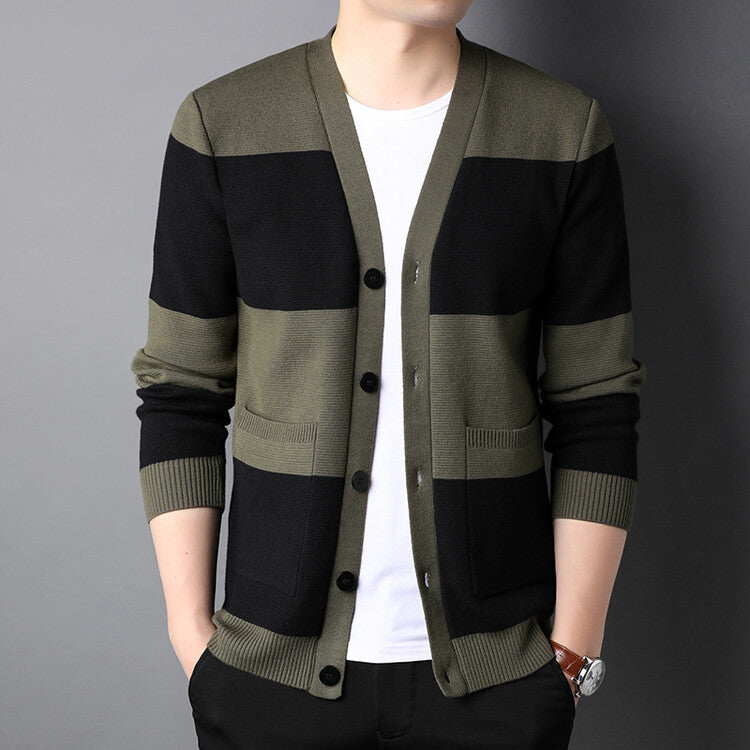 Long Sleeve Color Matching Casual Sweater Coat