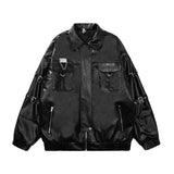 Lace-up Design Sense Leather Coat Men's - WOMONA.COM