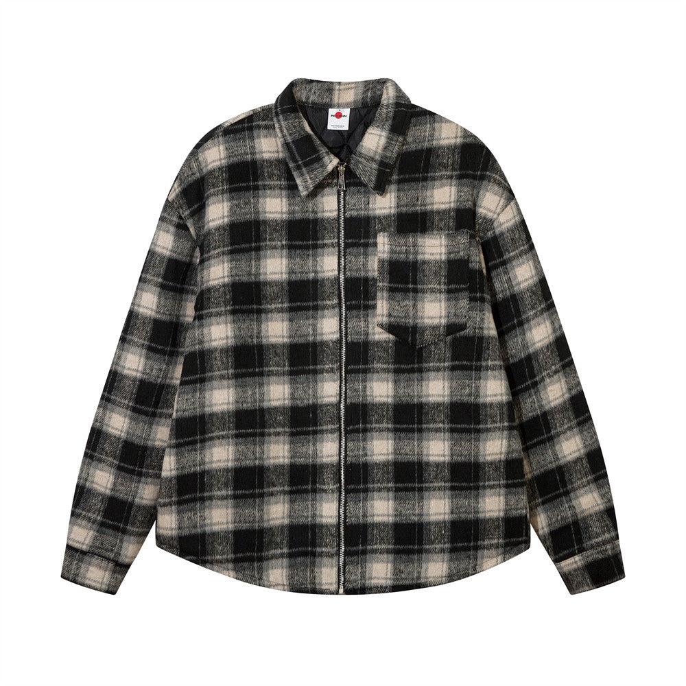 Men's Padded Plaid Shirt Jacket