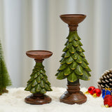 Resin Wooden Christmas Tree Candle Holder Base Figurine Christmas - WOMONA.COM