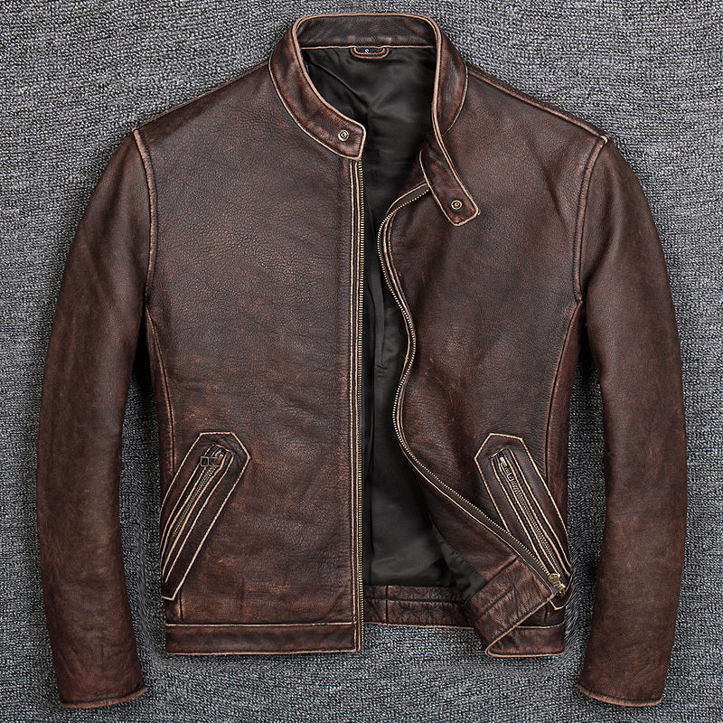 First Layer, Pure Leather Jacket - WOMONA.COM