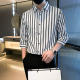 Light Cooked Style Shirt For Men With Black And White Stripes - WOMONA.COM