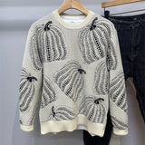 Color Matching Jacquard Crew-neck Sweater Man - WOMONA.COM