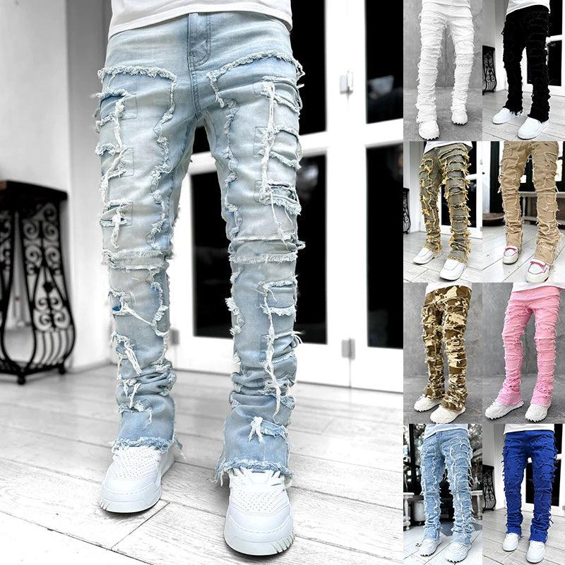 Men's Patched Stacked Skinny Jeans