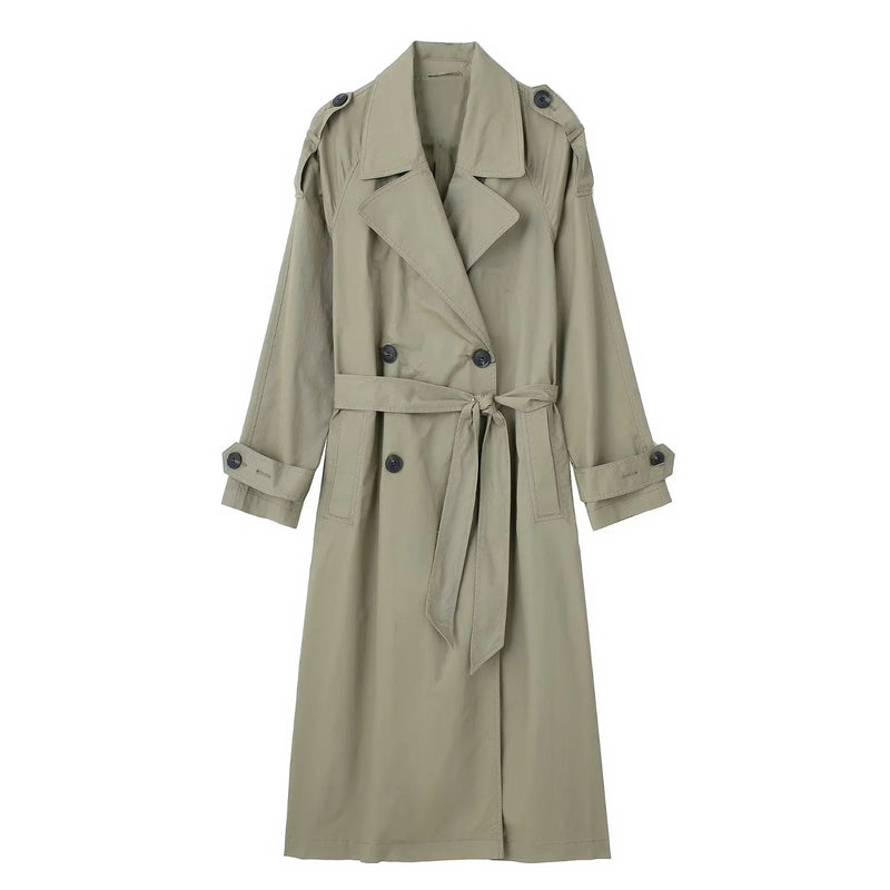 Zweireihiger Trenchcoat mit Gürtel und Revers