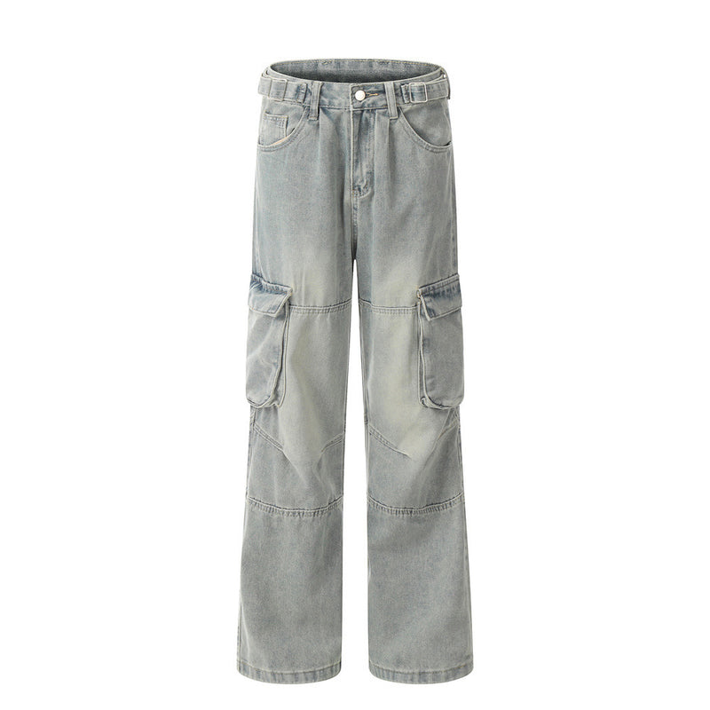 Punk Old Wash Denim Cargohose Herren