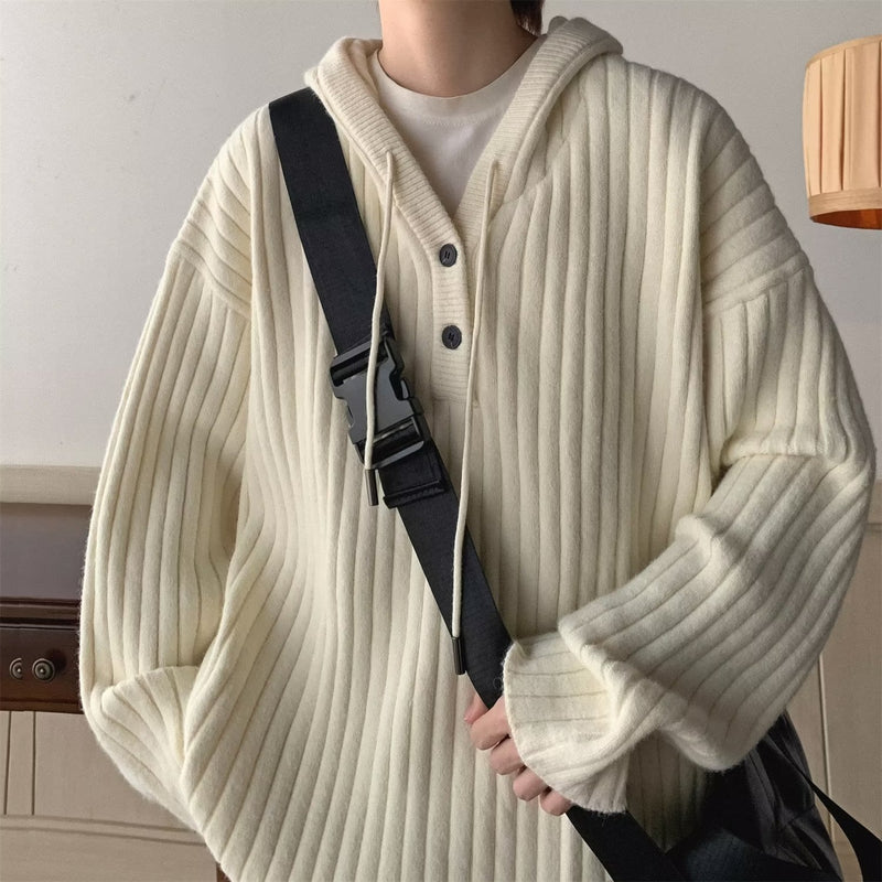 Waffle Cardigan Knitted Sweater For Men - WOMONA.COM