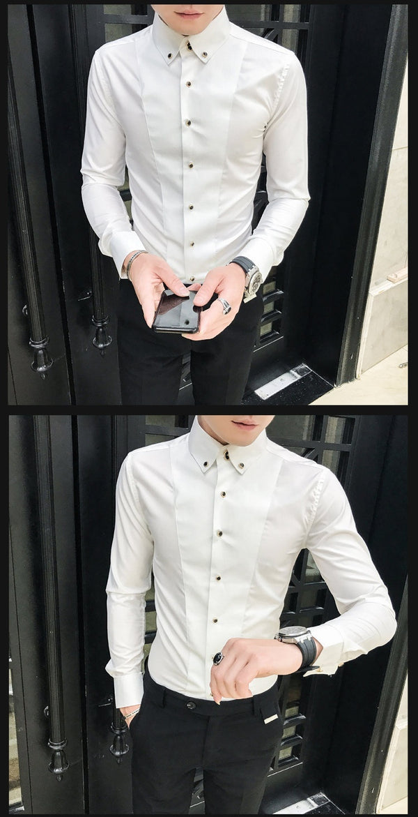 Slim Korean Business Casual Youth White Shirt