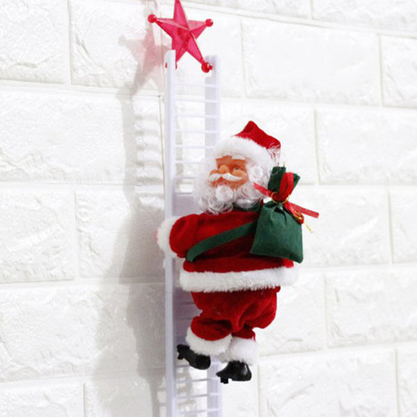 Climbing Ladder Electric Santa Claus Climbing Red Ladder Doll Toy - WOMONA.COM