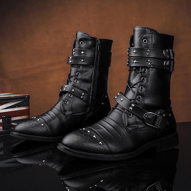 Middle Tube Leather Boots - WOMONA.COM