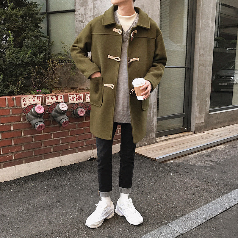 Wool Windbreaker Loose Coat For Young Men - WOMONA.COM