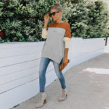 Women's Sweaters Off-shoulder Contrast Color Loose - WOMONA.COM