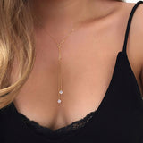 White pointed crystal necklace - WOMONA.COM