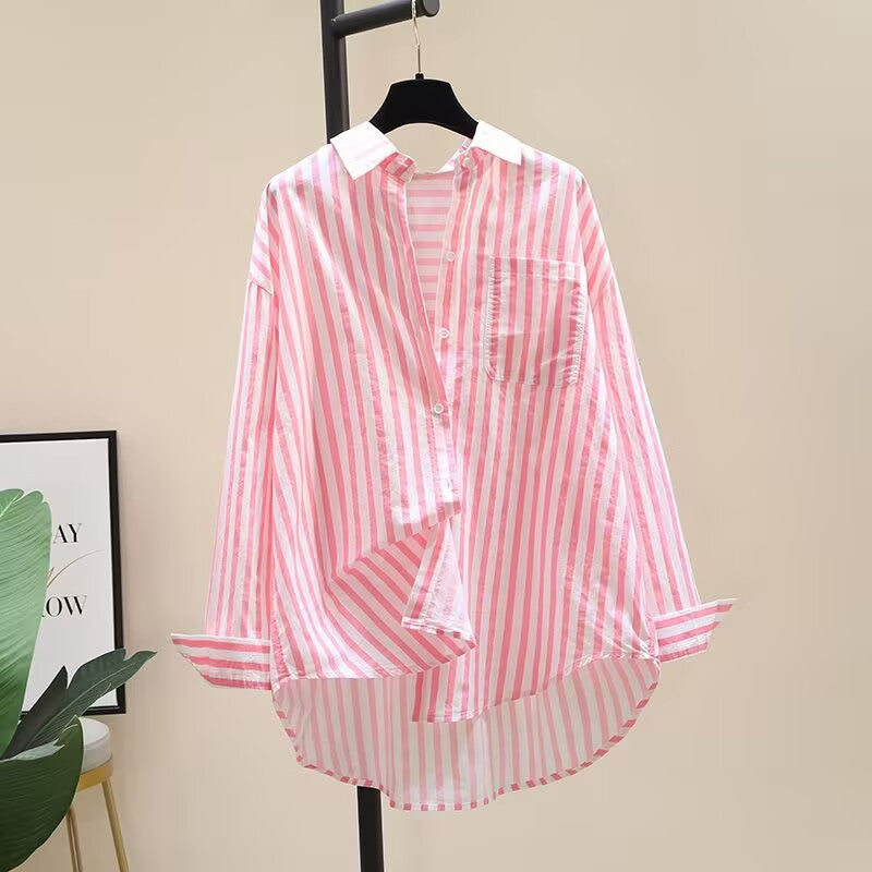 Women's Loose Striped Long Sleeve Top