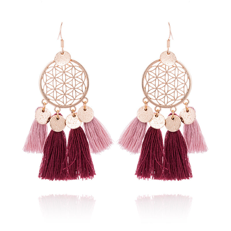 Tassel Dreamcatcher Sequin Earrings - WOMONA.COM