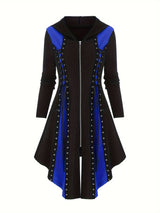 Gothic Style New Hooded Color Matching Mid-length Dress - WOMONA.COM