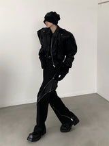 Thickened Short Design Leather Jacket - WOMONA.COM